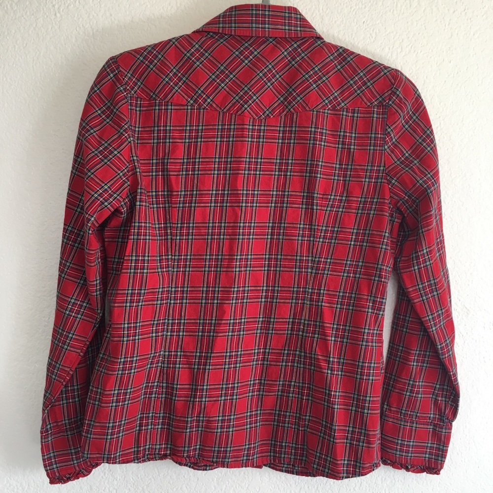 Vintage Pendleton Plaid Ruffle Button Up Shirt Top - Picture 6 of 7